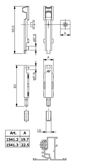 SAVIO PALETTO MODELLO "CHIUDO" CORSA 20 mm. IN ZAMA