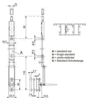 SAVIO PALETTO MODELLO "REVERTO" A LEVA CORSA 22 mm. IN ZAMA
