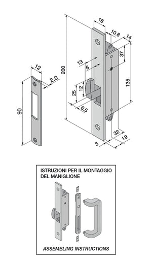 WELKA SERRATURA A GANCIO CILINDRO SPILLO E. 19 mm.