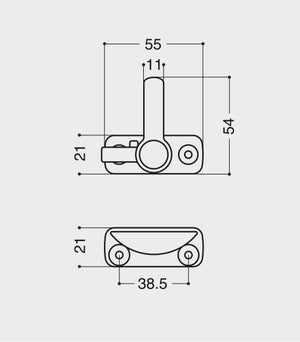 ESINPLAST CHIOCCIOLA Chiudi anta a spingere dx-sx con spessore da 2,5 mm viti inox e tappi copriforo in Nylon Nero 9005