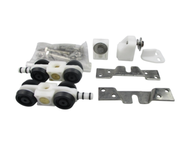 PETTITI GIUSEPPE Kit accessori S40 per monorotaia MS40 - Capacità 40kg per anta - 2 Carrelli Completi + 2 Stop + 1 Guida inferiore + Viti