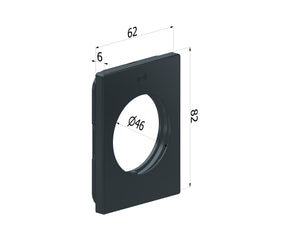 SECUREMME Kit piastrina serie 4350 QUADRA 62x82x6 mm foro diametro Ø 46 mm Alluminio Anodizzato Nero