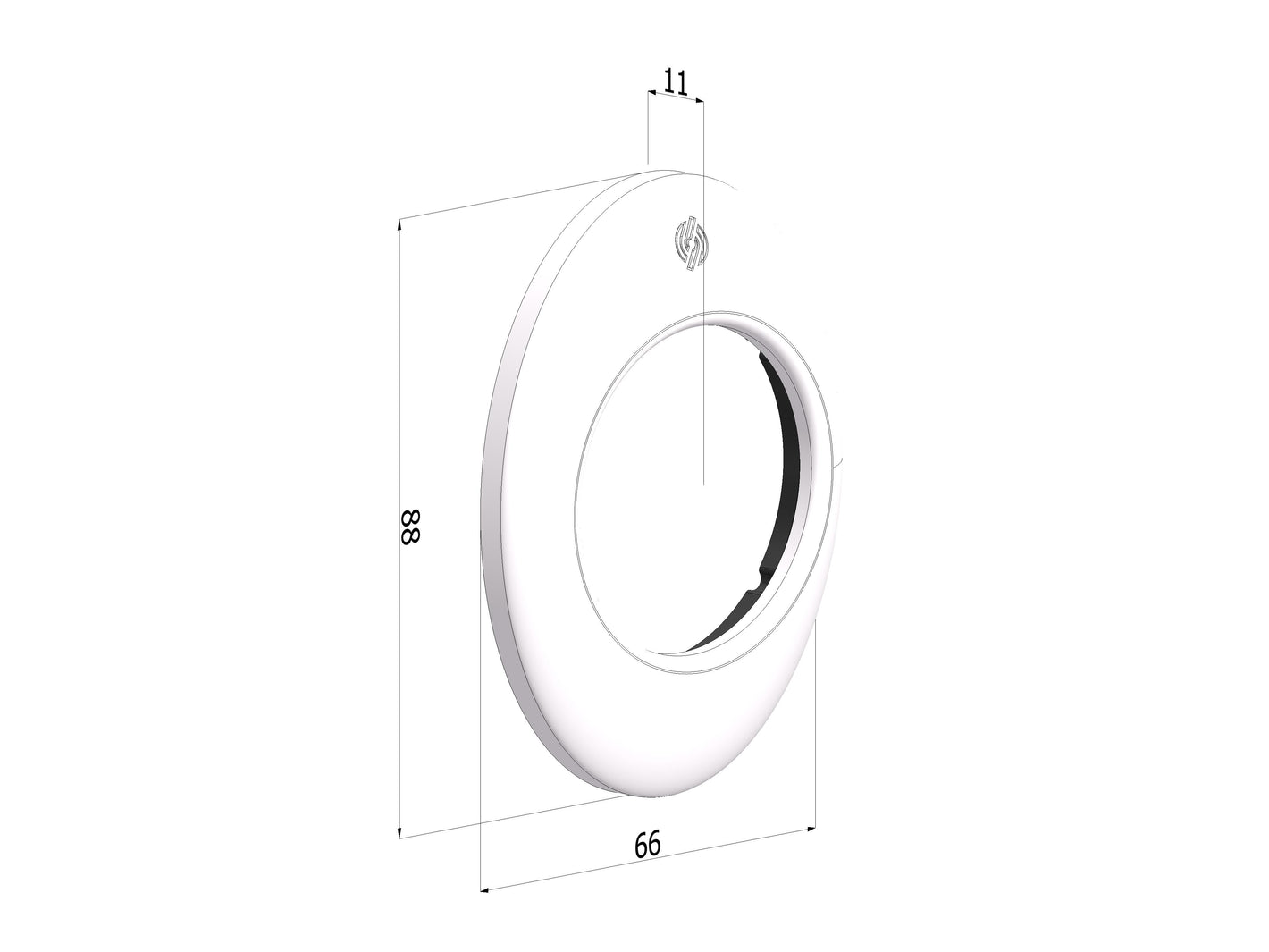 SECUREMME Kit piastrina 4380 66x88x10 da abbinare a forziere Ø46 mm in alluminio anodizzato argento F1 (inserto adattatore Ø46 mm da ordinare a parte art. IN4380XBK)