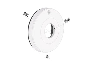 SECUREMME Kit rosetta 4752 Ø55x10 mm in allum. anod. argento F1 per maniglia/pomolo/mezzaluna limitatore con supporto plastico