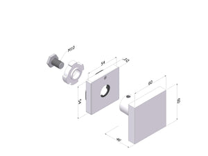 SECUREMME Kit POMOLO QUADRO centroporta 60x60 mm con rosetta allum.anod.argento F1