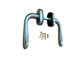 GHIDINI PIETRO BOSCO DOPPIA MANIGLIA MODELLO UNO QUADRO 8mm. CON ROSETTA OVALE FINITURA OCS OTTONE CROMO SATINATO SENZA MOLLA