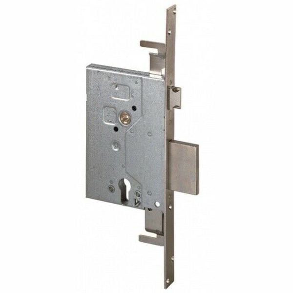 CISA serratura ad infilare triplice a 3 mandate e scrocco, cilindro europeo sagomato. Entrata 60 mm.