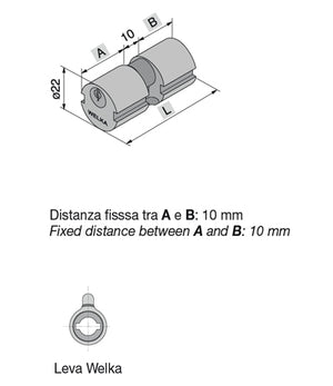 WELKA CILINDRO TONDO DIAMETRO 22 MM. 54 (27+27)