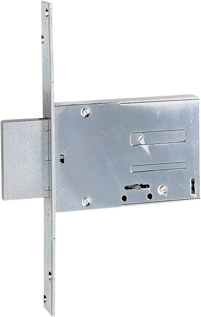 ISEO Serratura con chiave a doppia mappa per inferriate e porte in ferro, entrata 60/70 mm.