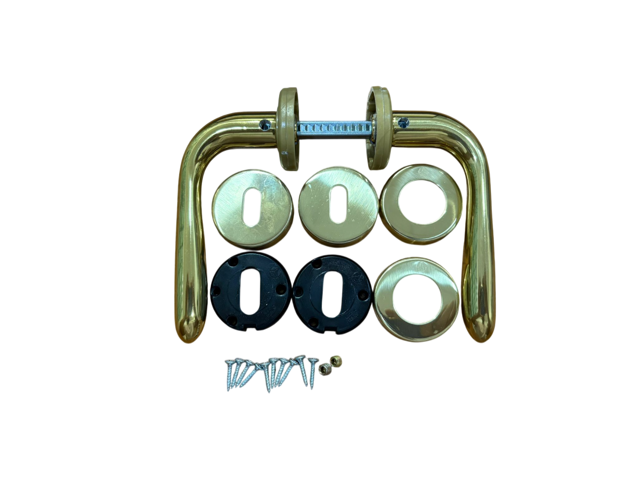 GHIDINI PIETRO BOSCO "UNO-Z" DOPPIA MANIGLIA ROSETTA BOCCHETTA PATENT COLORE ORO LUCIDO