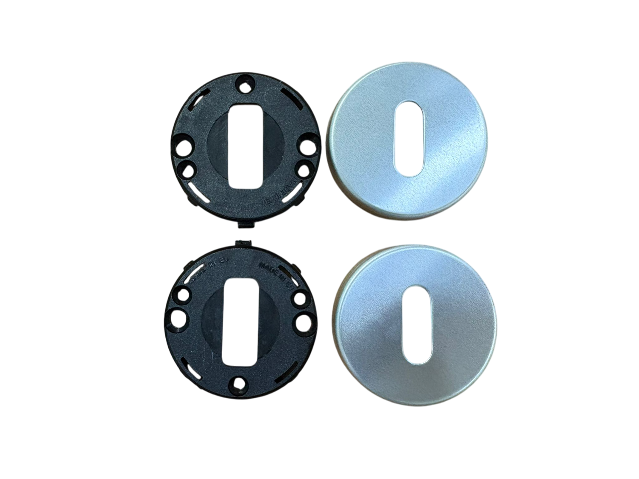 GHIDINI PIETRO BOSCO COPPIA DI BOCCHETTA YALE 50x7 mm. TONDA PATENT SENZA BUSSOLA COLORE ARGENTO