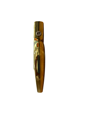 SAVIO CREMONESE MODELLO "TURANDOT" REVERSIBILE CON BLOCCO DI SICUREZZA PER PERSIANE APERTURE ESTERNE/INTERNE - FINITURA IN PVD H COLORE ORO LUCIDO