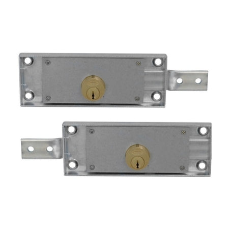 POTENT Coppia serratura per serranda laterale, cilindro catenaccio piegato