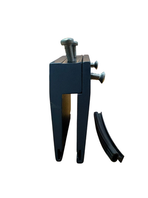 COMPAS SUPPORTO SINISTRO A PINZA 70 mm. INCLINATO 30° PER VETRI DA 8 mm. - FINITURA ALLUMINIO ESTRUSO COLORE NERO OSSIDATO
