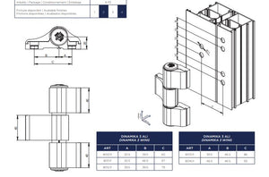 Master Cerniera per porte a 3 ali, interasse 60 mm NERO OPACO