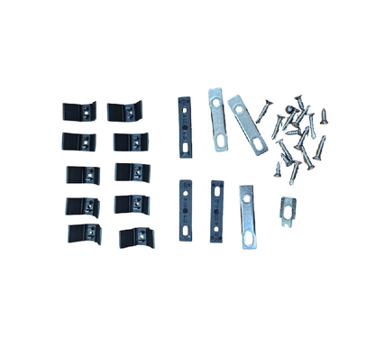MATER Kit adattabilità per chiusura FAST LOCK L 1800 mm. Chiusura multipunto a montaggio rapido per scorrevoli. KIT montaggio in acciaio inox, camme e viti in acciaio e clip in nylon.