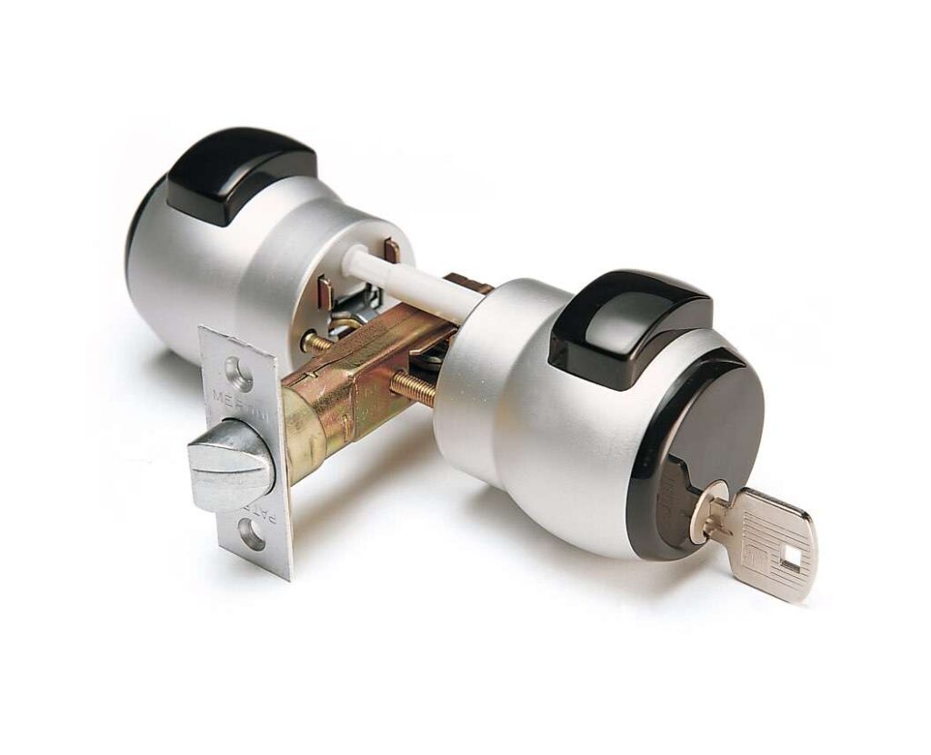 Serrature Meroni PREMI-APRI MODELLO "N13" SCROCCO ENTRATA 80 mm. CON CONTROPIASTRA REGOLABILE COLORE ARGENTO