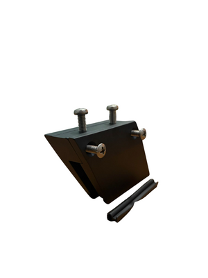COMPAS SUPPORTO DESTRO A PINZA 70 mm. INCLINATO 30° PER VETRI DA 8 mm. - FINITURA ALLUMINIO ESTRUSO COLORE NERO OSSIDATO
