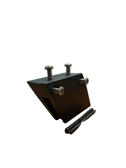 COMPAS SUPPORTO DESTRO A PINZA 70 mm. INCLINATO 30° PER VETRI DA 8 mm. - FINITURA ALLUMINIO ESTRUSO COLORE NERO OSSIDATO