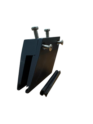 COMPAS SUPPORTO SINISTRO A PINZA 70 mm. INCLINATO 30° PER VETRI DA 8 mm. - FINITURA ALLUMINIO ESTRUSO COLORE NERO OSSIDATO