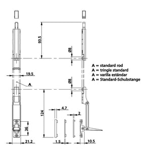 SAVIO PALETTO MODELLO "REVERTO" CORSA 22 mm. - A LEVA PER ASTE DI SERIE - IN ZAMA