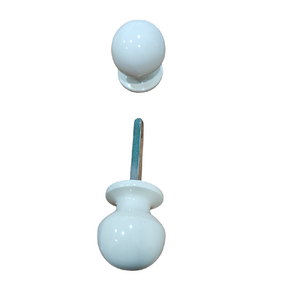 SAGUATTI Coppia Pomoli in alluminio verniciato colore Bianco RAL 1013 Ø 50 mm. Dotati di sistema di fissaggio brevettato con base in nylon a ghiera dentata e vite.