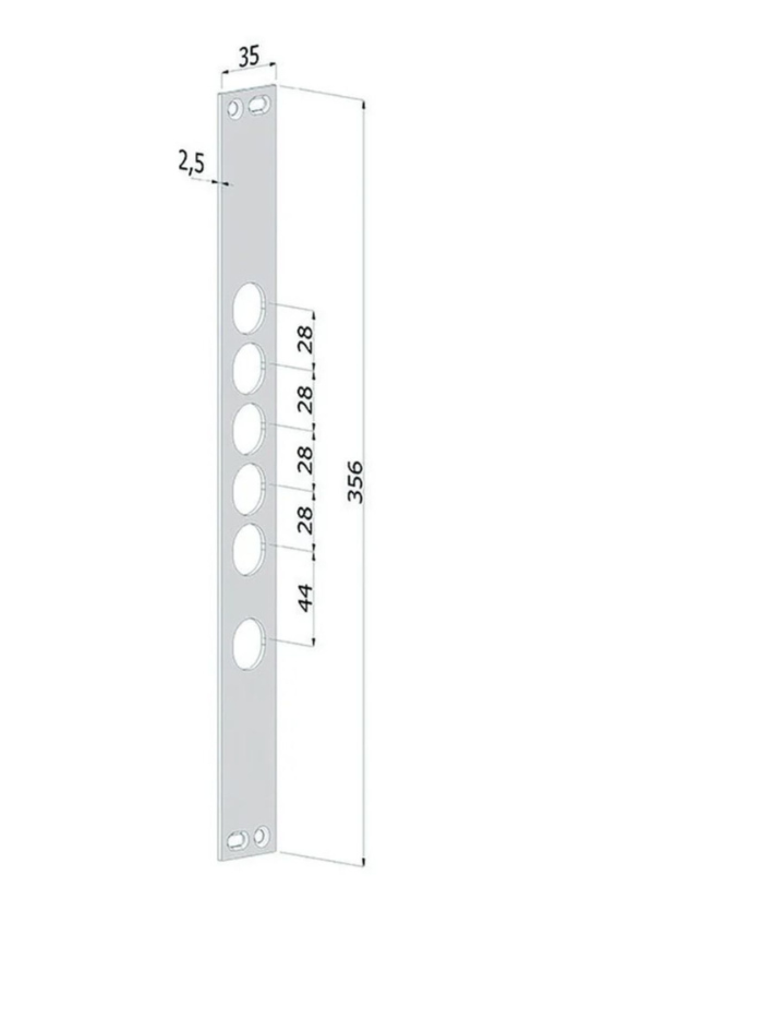 SECUREMME Contropiastra serie 2530 per serrature per porte blindate interasse 28 mm 35x230x25/10 mm art. 250, 251, 261, 265, 270 Acciaio Inox