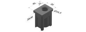 Guida aste in lega di zinco nera per tubolari 30x40x2 mm
