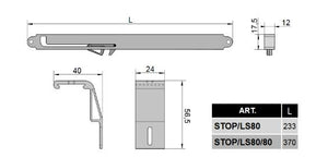 PETTITI GIUSEPPE Stop ammortizzato porte scorrevoli PETTITI STOP LS80 senza travetto - applicazione fuori muro
