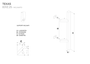 FIMET Maniglione zancato modello TEXAS in Acciaio Inox Satinato. Kit di fissaggio incluso