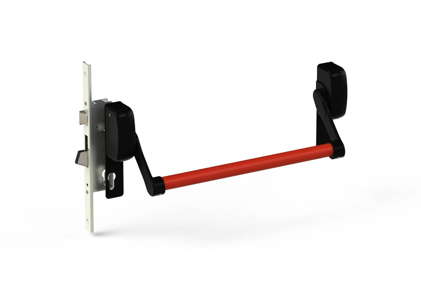 ANTIPANIC MODELLO DI PIU' 1 MANIGLIONE ANTIPANICO FRONTALE PIATTO ENTRATA 35 mm. COLORE NERO RAL 9005