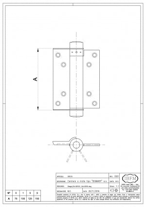 IBFM Cerniera a Molla Azione Singola 75mm In Acciaio Inossidabile