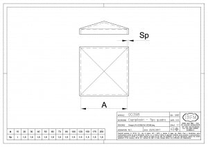 IBFM  Copripilastro a base Quadra 150x150 mm - spessore 1,5 mm - In Ferro Naturale